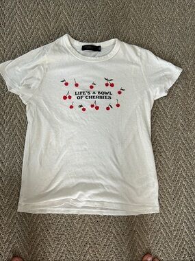 Junk food White Cherry Graphic Tee - Life's a Bowl of Cherries
